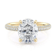 MICHAEL M 18K Yellow Gold Oval Pave and Hidden Halo Diamond Engagement Ring